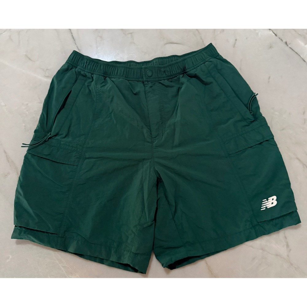 New Balance Runners Club NBRC Cargo Shorts Green Mens Large Mesh Lined 7"